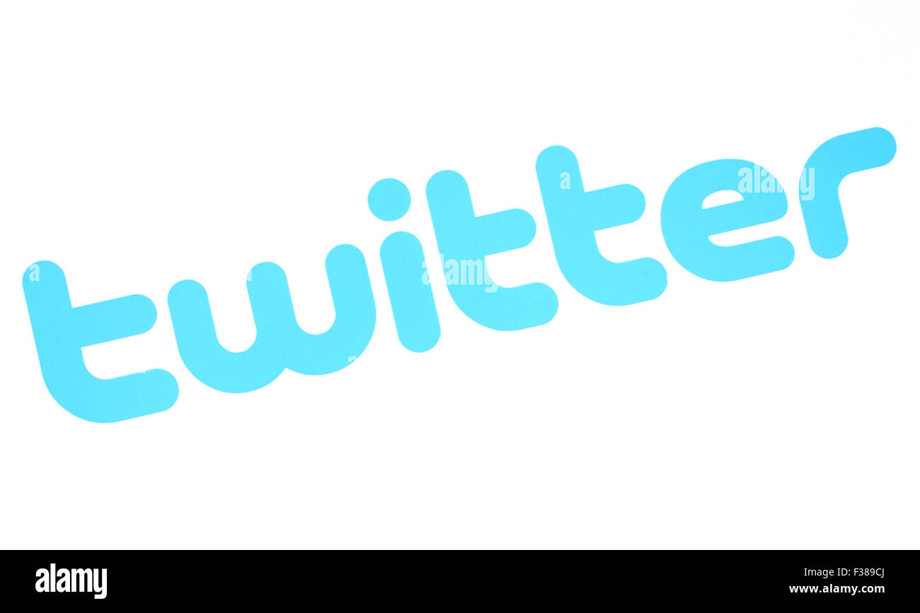 Kiew, UKRAINE - Mai 07, 2015:Twitter Symbol auf Papier gedruckt. Stockfoto