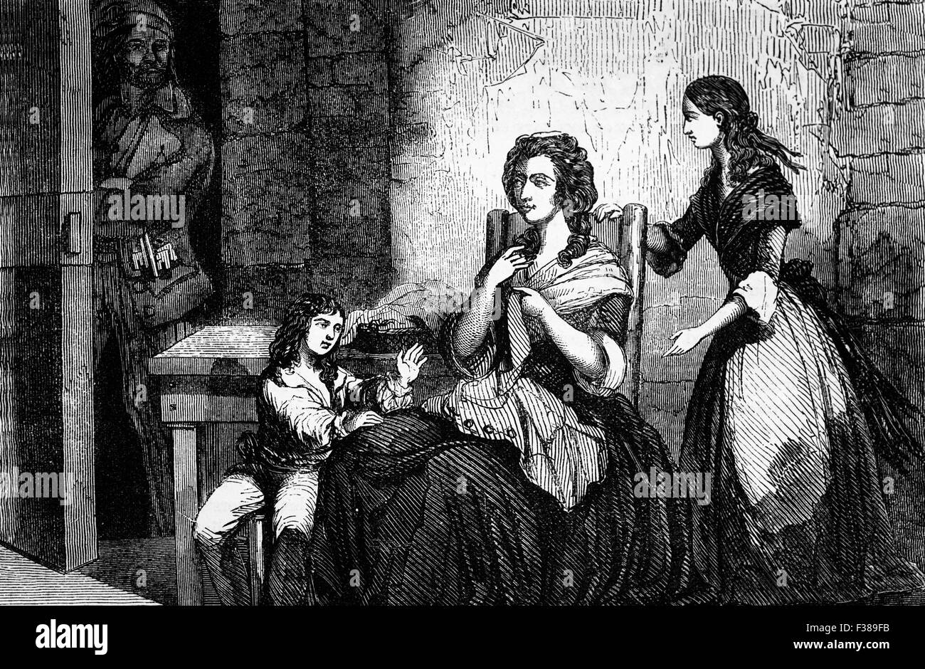 Nach der Hinrichtung ihres Mannes, König Louis XVI, die Inhaftierten Königin Marie Antoinette in La Conciergerie - ein ehemaliger königlicher Palast und Gefängnis in Paris, Frankreich... Stockfoto