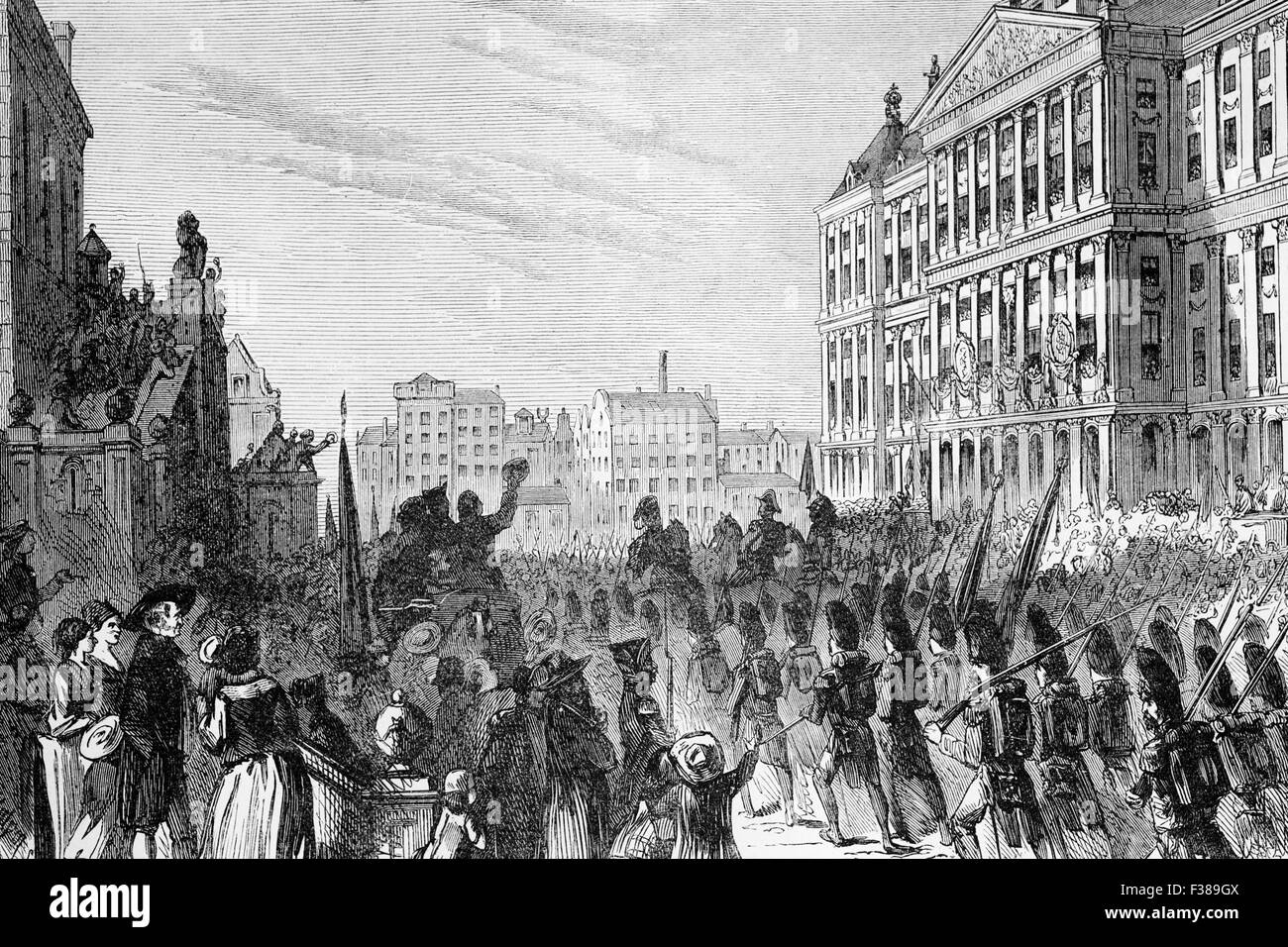 Französische Truppen geben Sie Amsterdam während französische revolutionäre Kriege und Napoleonische Kriege (1803-15) Stockfoto