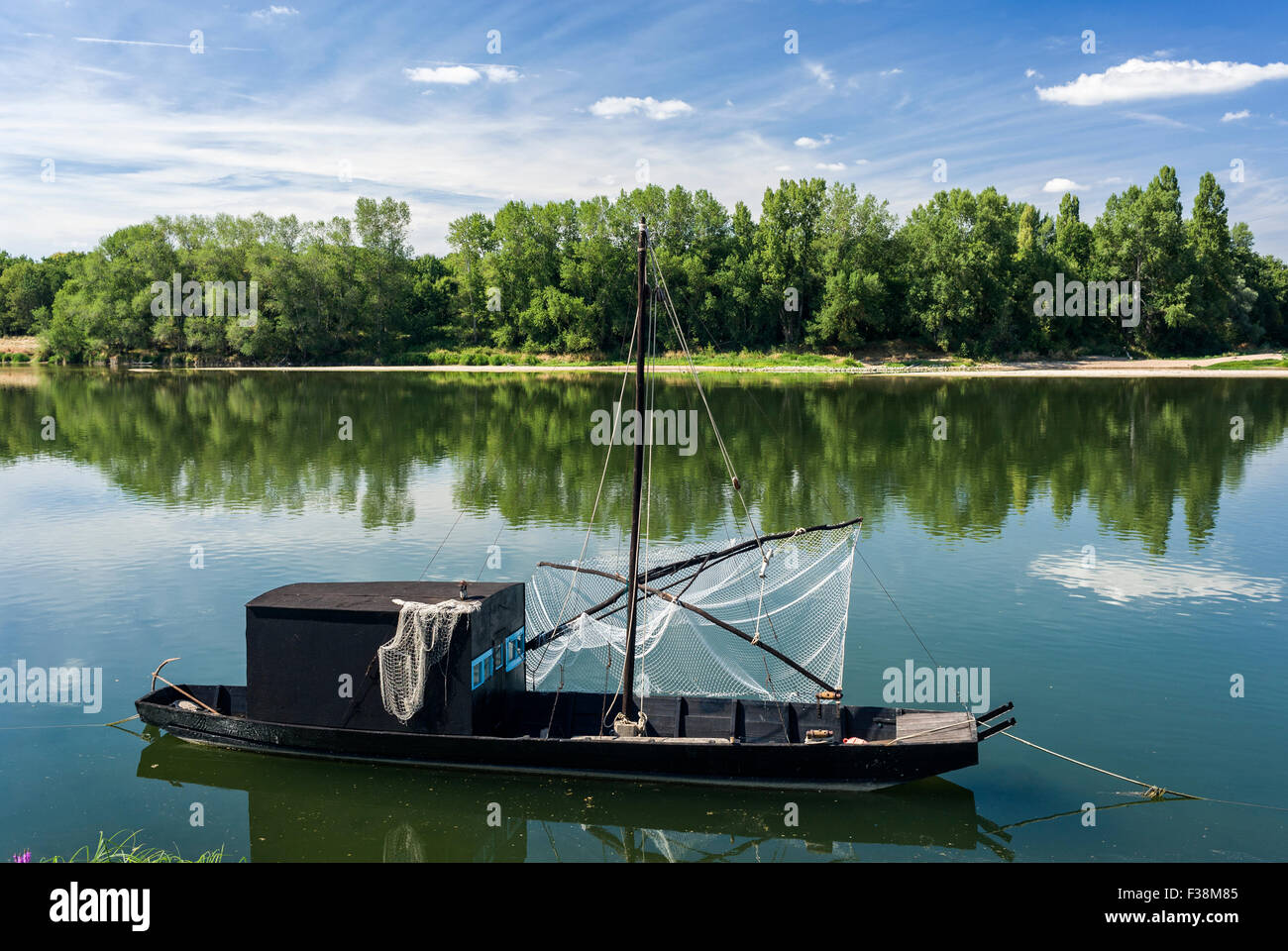 Frankreich, Indre et Loire, Loire-Tal, Weltkulturerbe von UNESCO, Bréhémont, Flussschiffe (Gabares) an der Loire Stockfoto