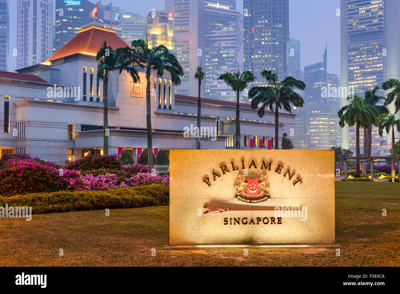 Parlament der Republik Singapur-Gebäudes. Das Gebäude stammt aus dem Jahr 1999. Stockfoto