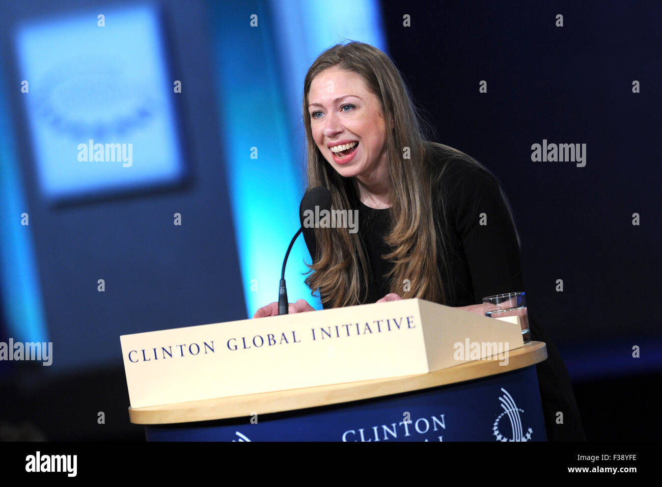 Chelsea Clinton bei der Abschlussfeier der Clinton Global Initiative 2015 im Hotel Sheraton Times Square in New York am 29. September. Stockfoto