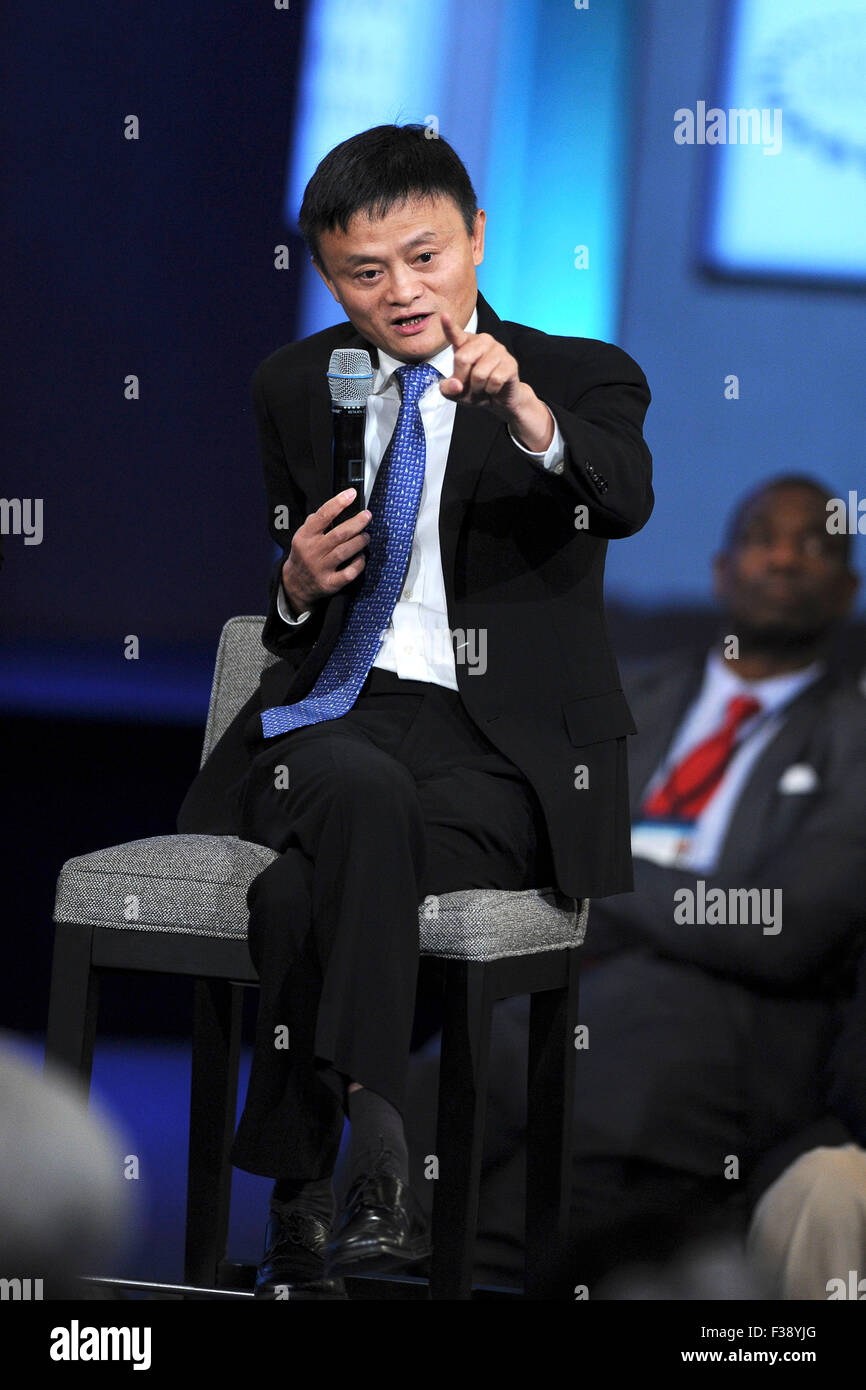 Jack Ma bei der Abschlussfeier der Clinton Global Initiative 2015 im Hotel Sheraton Times Square in New York am 29. September. Stockfoto