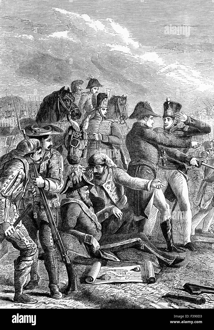 Die Schlacht von Talavera (27. und 28. Juli 1809) war eine Schlacht statt rund 120 Kilometer südwestlich von Madrid in Halbinselkrieg, die britische Armee unter Sir Arthur Wellesley (Herzog von Wellington) in Kombination mit einer spanischen Armee in den Betrieben gegen Französisch besetzten Madrid. Stockfoto
