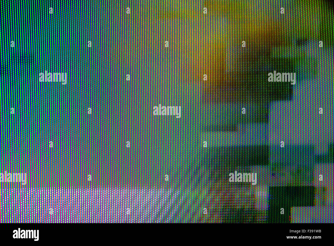 Digitale TV-Sendung Glitch, TV-Bildschirm als Technik-Hintergrund Stockfoto
