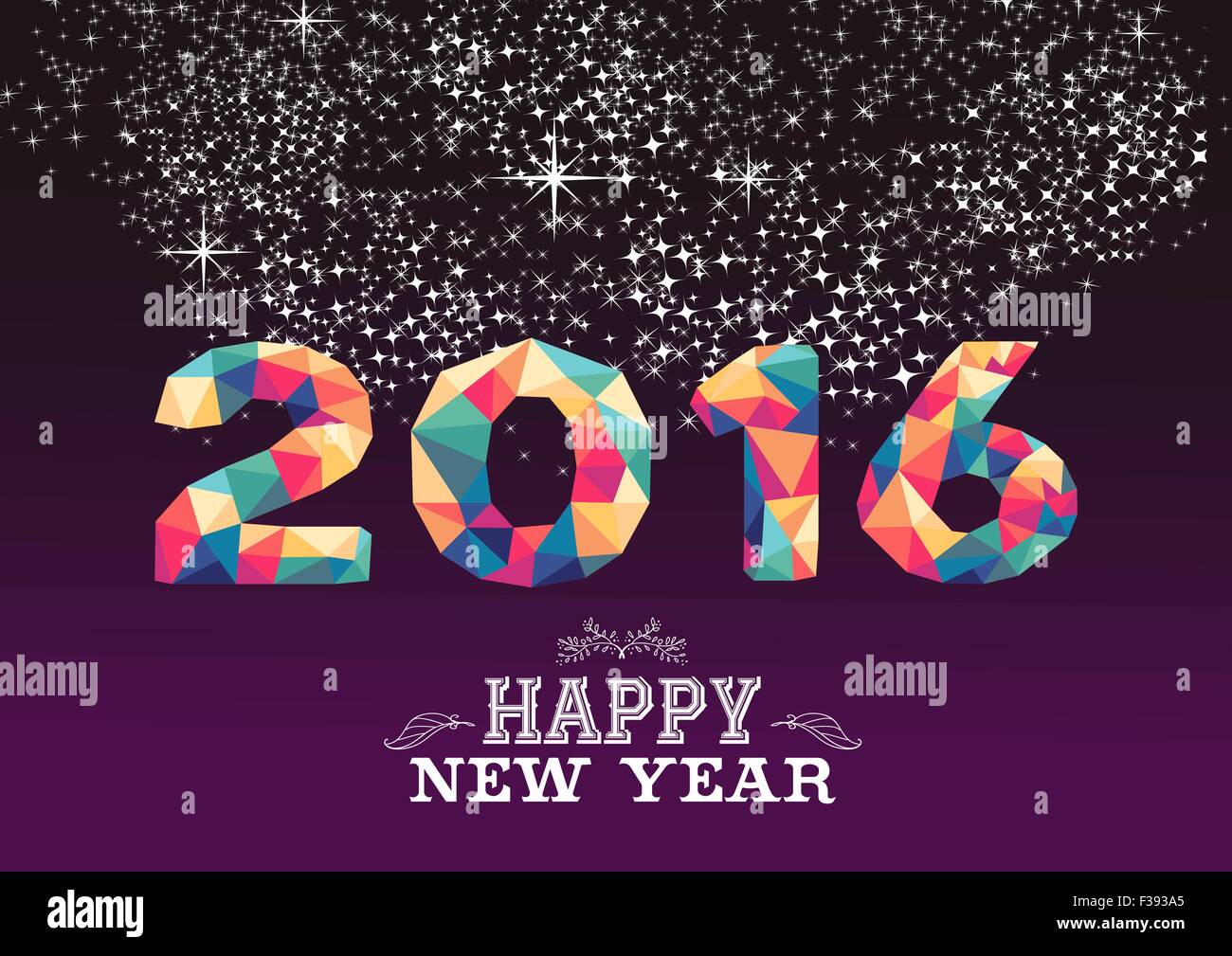 Prosit Neujahr Grußkarte oder Poster-Design mit bunten 2015 Dreiecksform und Vintage Label Illustration. EPS10 Vektor. Stock Vektor