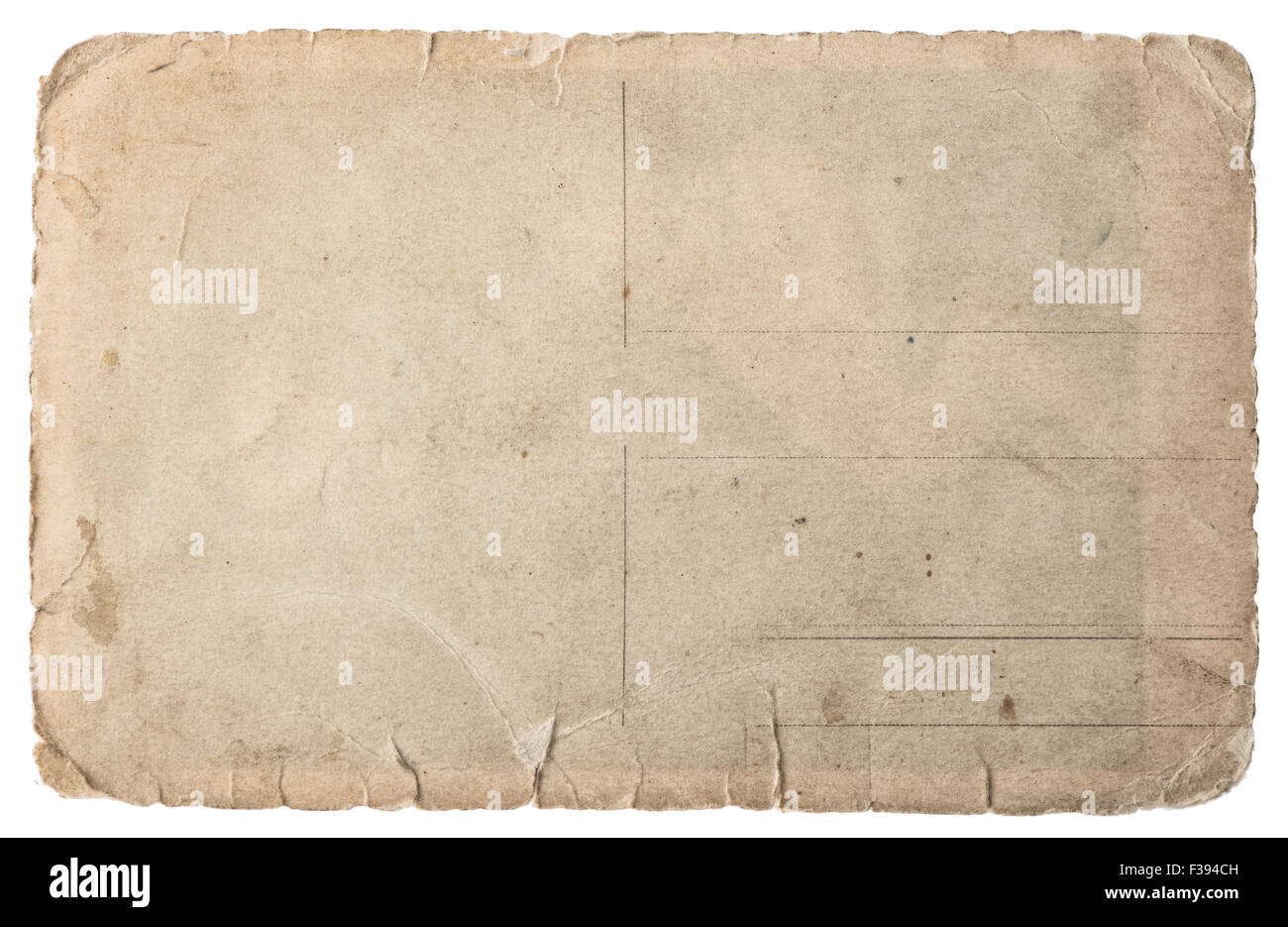 Verwendete Papier isoliert auf weißem Hintergrund. Vintage zerrissen Karton Stockfoto