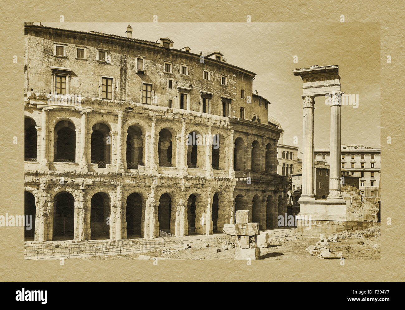 Das Theater des Marcellus, Teatro di Marcello und die Ruinen des Tempels des Apollo Sosianus, Rom, Latium, Italien, Europa Stockfoto