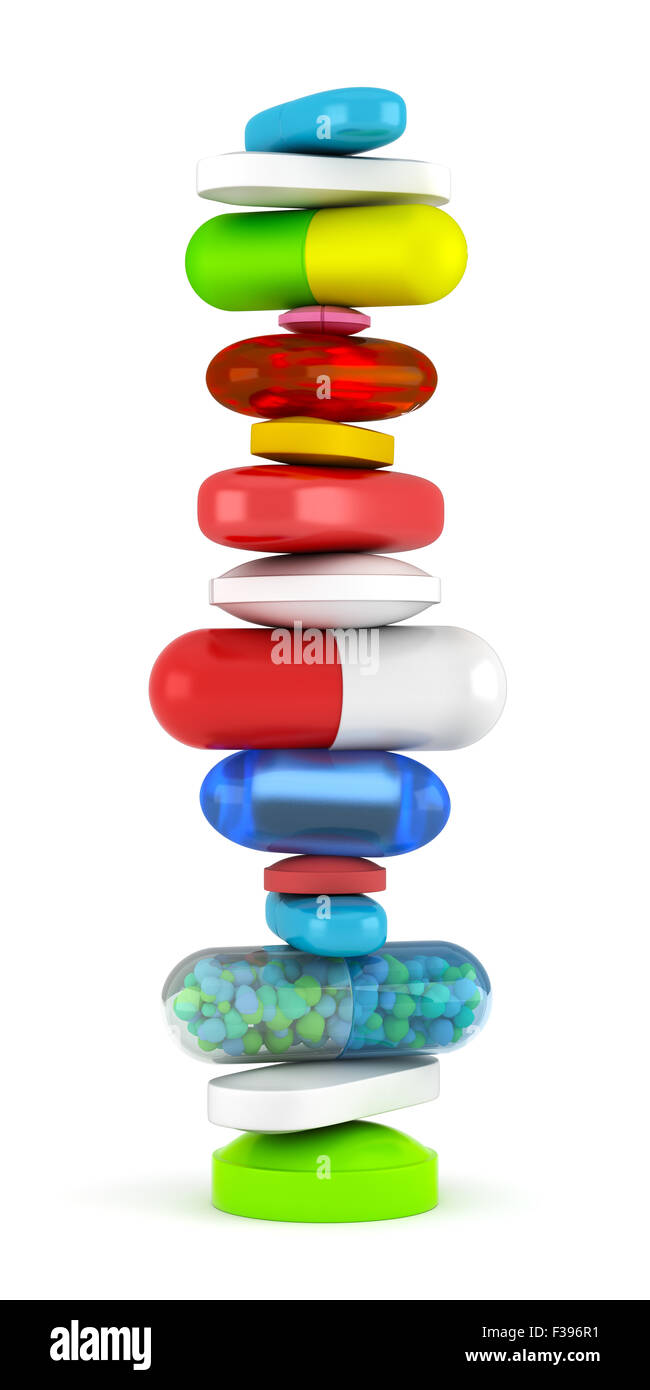 Sammlung von bunten Pillen Stockfoto