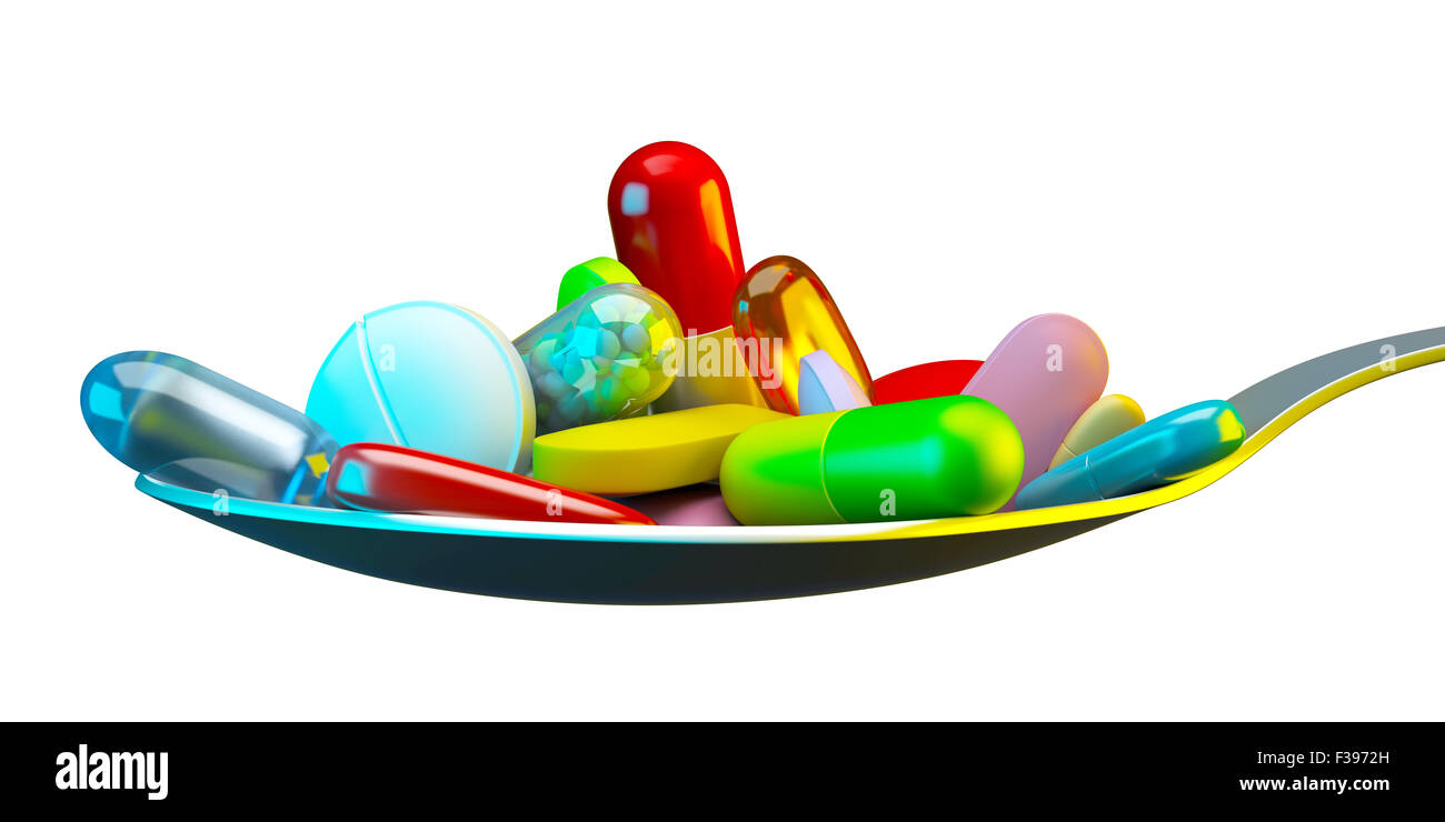 Dosis von bunten Pillen Stockfoto