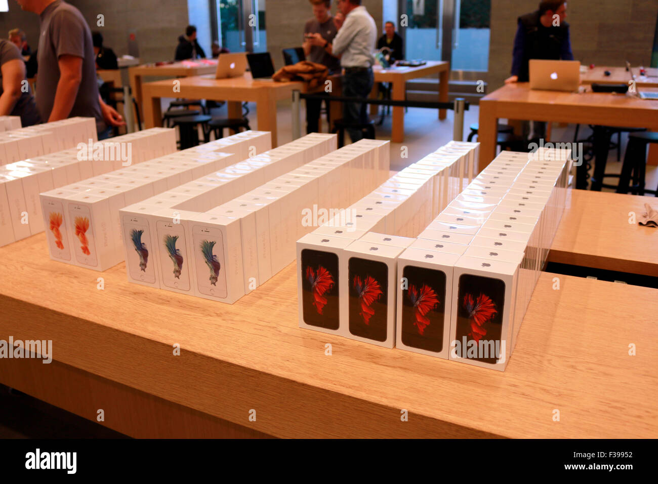 Impressionen - Verkaufsstart des Neuen Apple Iphones (IPhone 6 s), Apple Store, Kurfürstendamm, 25. September 2015, Berlin. Stockfoto