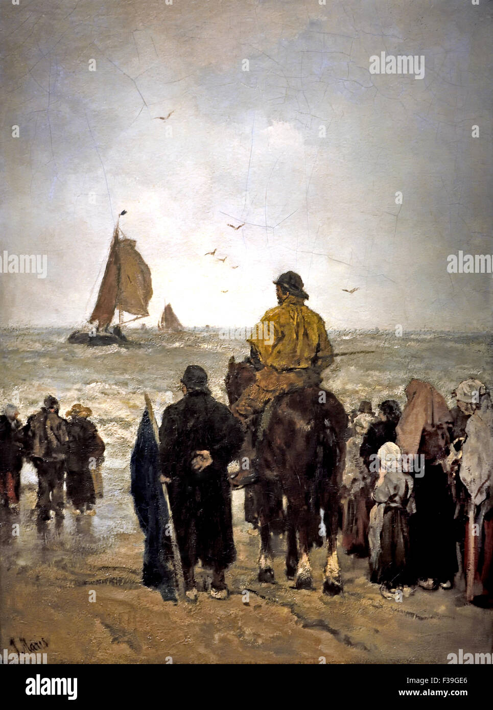 Die Ankunft der Boote 1884 Jacobus Hendricus Maris 1837-1899 Holländisch Den Haag Niederlande Stockfoto