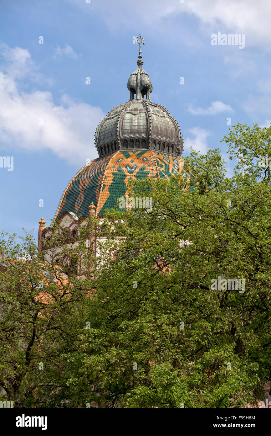 Die Spitze der Synagoge in Subotica Szabadka, Serbien Stockfoto