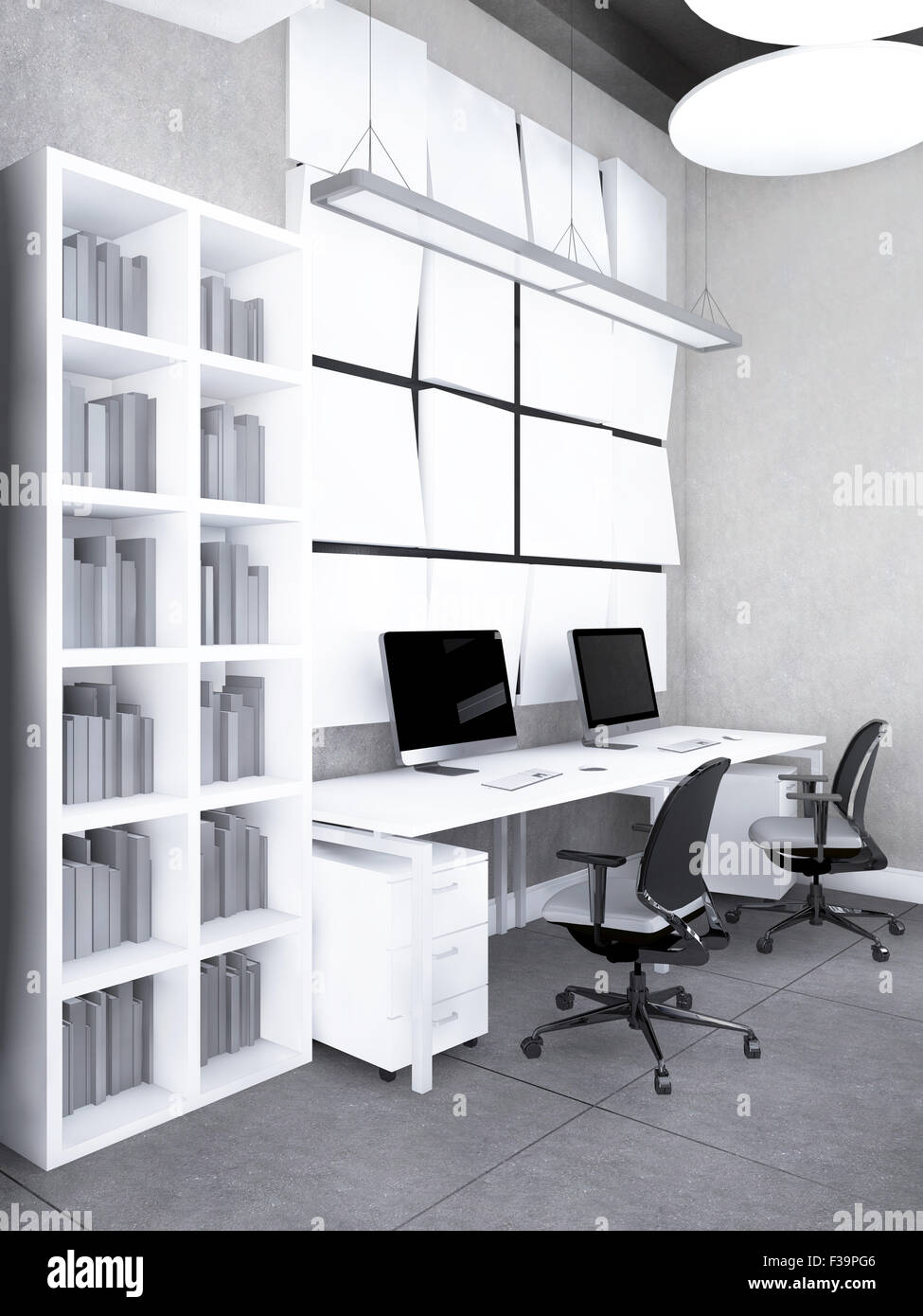 Innenraum der modernen Büro 3D Visualisierung Stockfoto