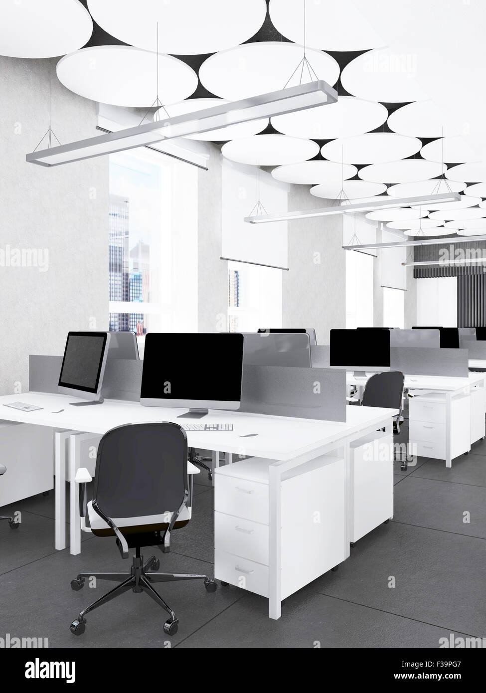 Innenraum der modernen Büro 3D Visualisierung Stockfoto