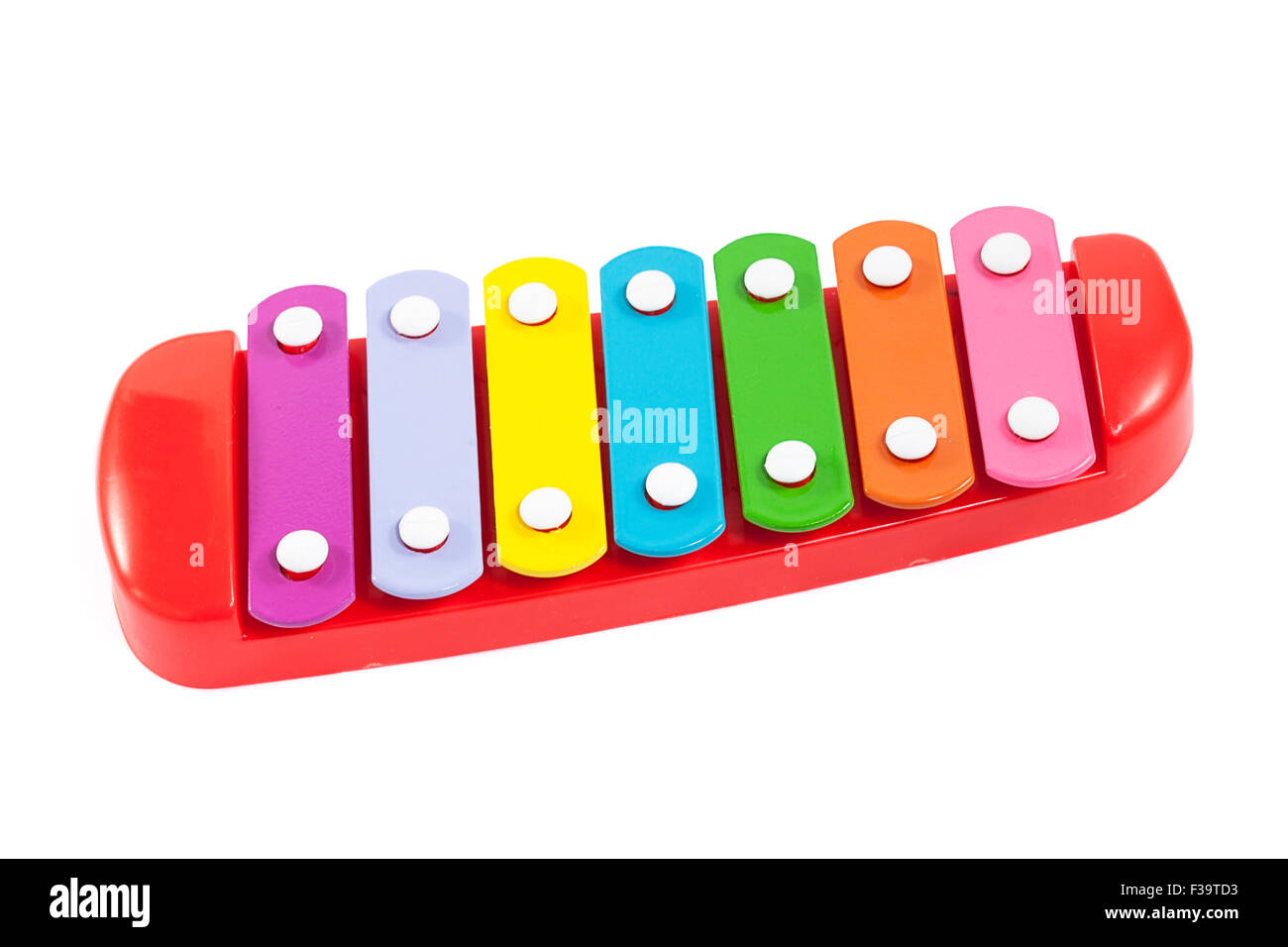 Spielzeug bunten Xylophon isoliert auf weißem Hintergrund Stockfoto