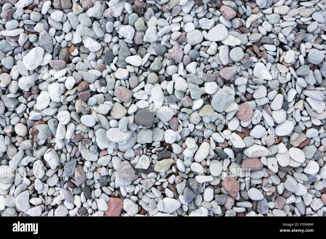 Kleine Kieselsteine am Strand Stockfoto