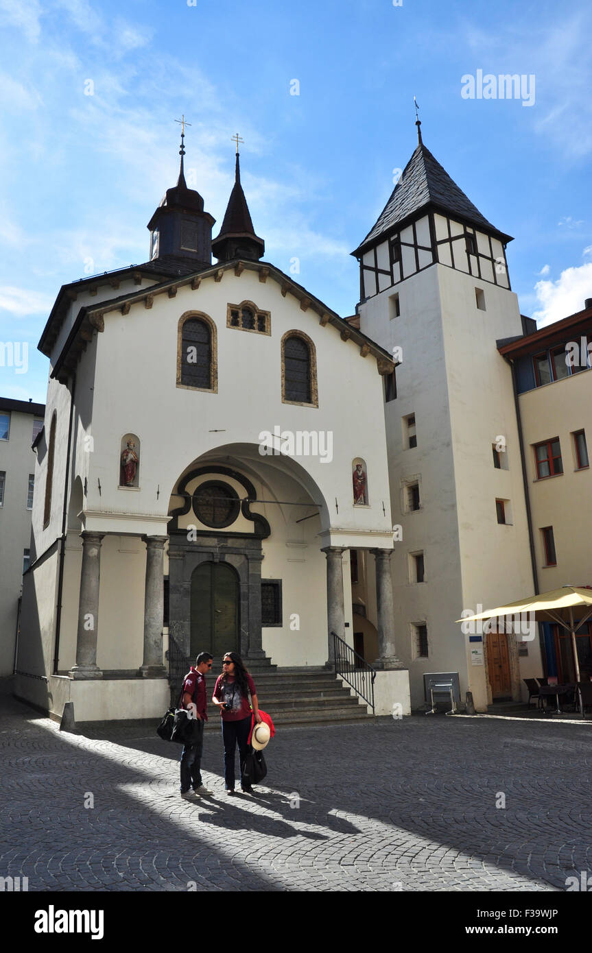 Kirche von Sebastian, Sebastiansplatz, Brig, Wallis, Schweiz Stockfoto