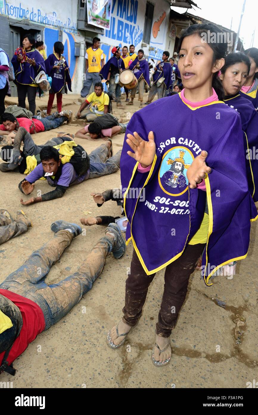 Pilger - Señor Cautivo de Ayabaca Wanderschaft in AYABACA. Abteilung von Piura. Peru Stockfoto