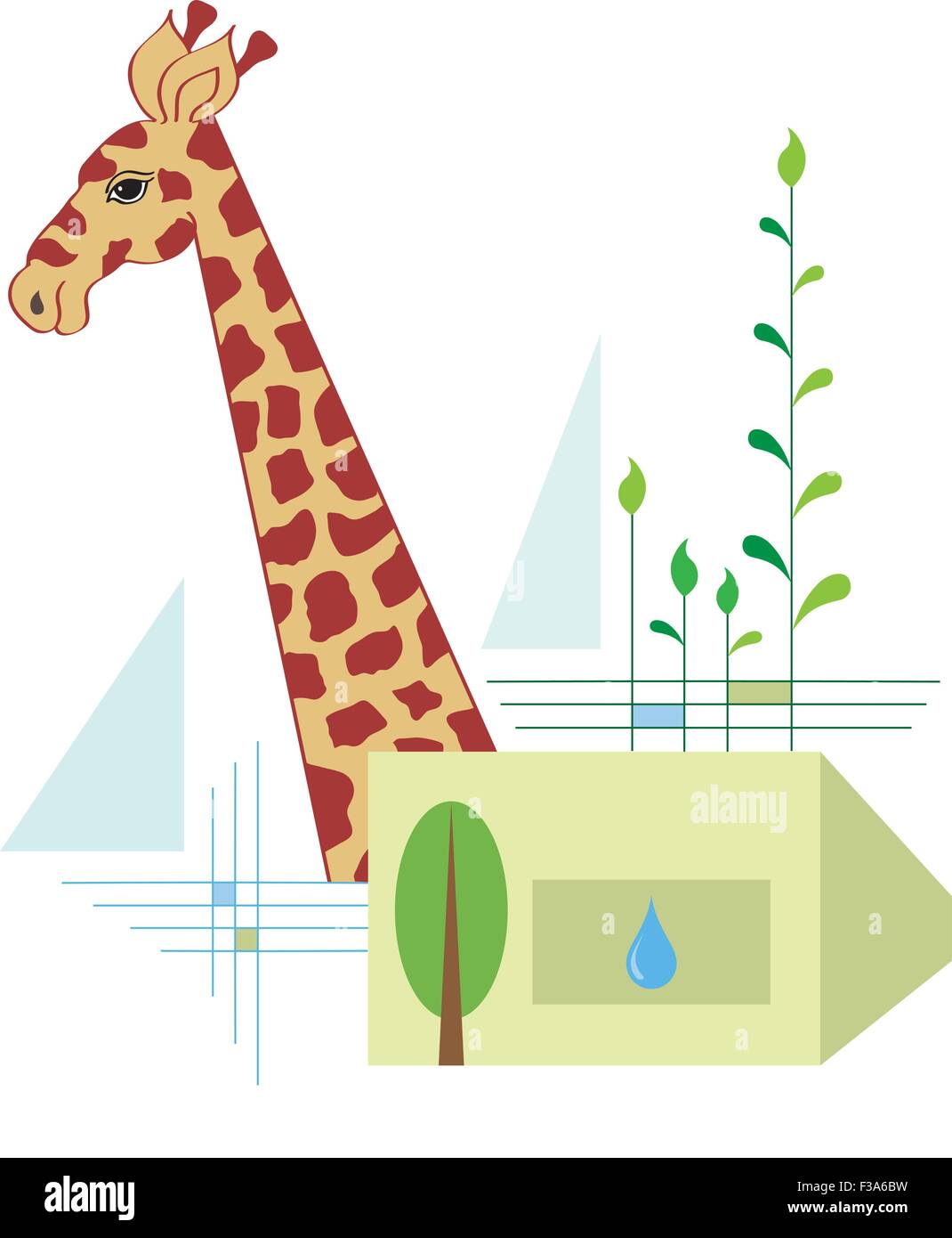 Giraffe, schützen Sie ihren natürlichen Lebensraum Vektorgrafiken Stock Vektor