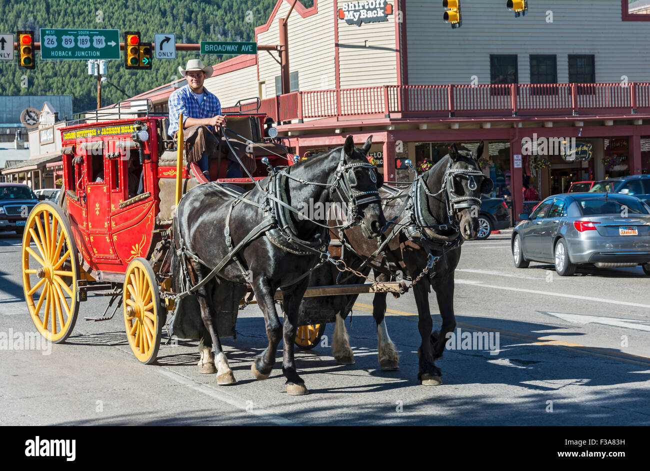 Wyoming, Jackson, Postkutsche für Stadtrundfahrten eingesetzt Stockfoto
