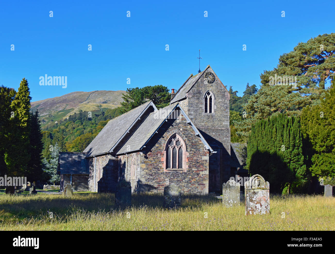 Kirche von Saint Patrick. Patterdale, Nationalpark Lake District, Cumbria, England, Vereinigtes Königreich, Europa. Stockfoto
