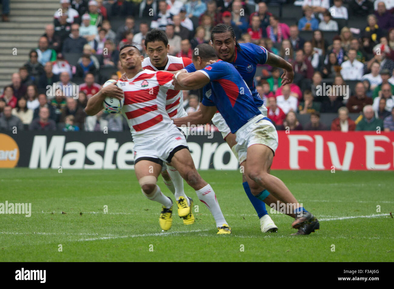 Stadion MK, Milton Keynes, UK. 3. Oktober 2015. Rugby WM 2015 Spiel 24 - Samoa V Japan. Bildnachweis: Chris Yates/Alamy Live-Nachrichten Stockfoto