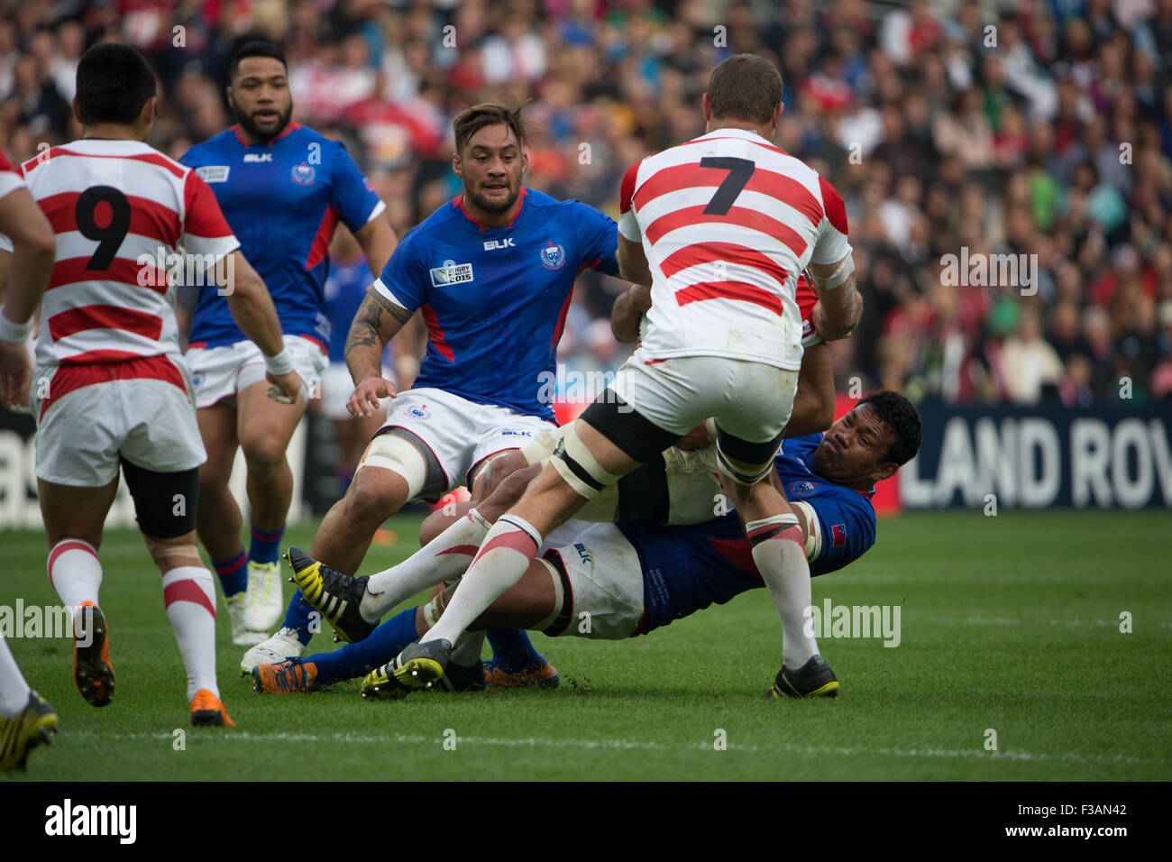 Stadion MK, Milton Keynes, UK. 3. Oktober 2015. Rugby WM 2015 Spiel 24 - Samoa V Japan. Bildnachweis: Chris Yates/Alamy Live-Nachrichten Stockfoto