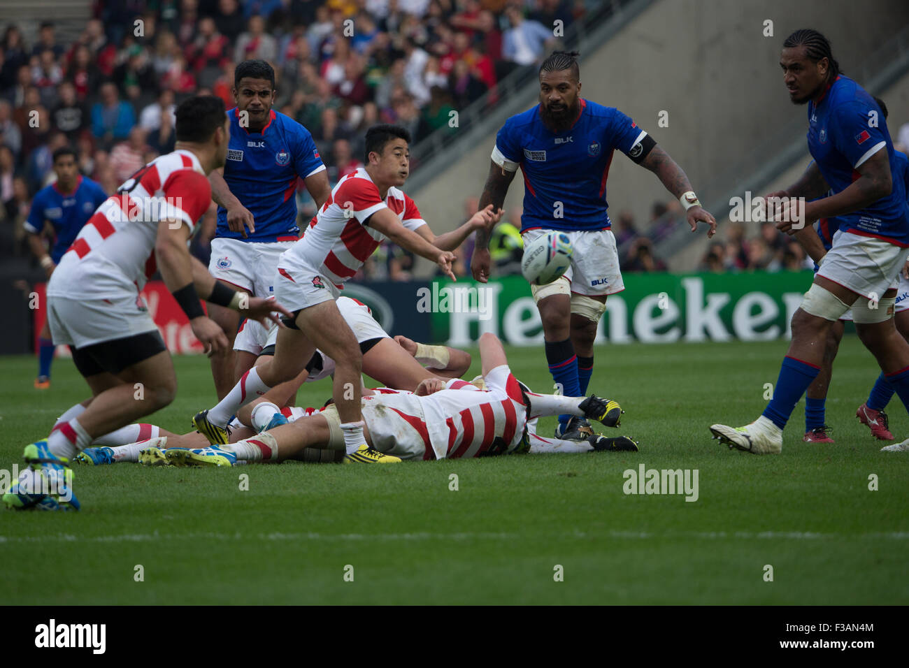 Stadion MK, Milton Keynes, UK. 3. Oktober 2015. Rugby WM 2015 Spiel 24 - Samoa V Japan. Bildnachweis: Chris Yates/Alamy Live-Nachrichten Stockfoto