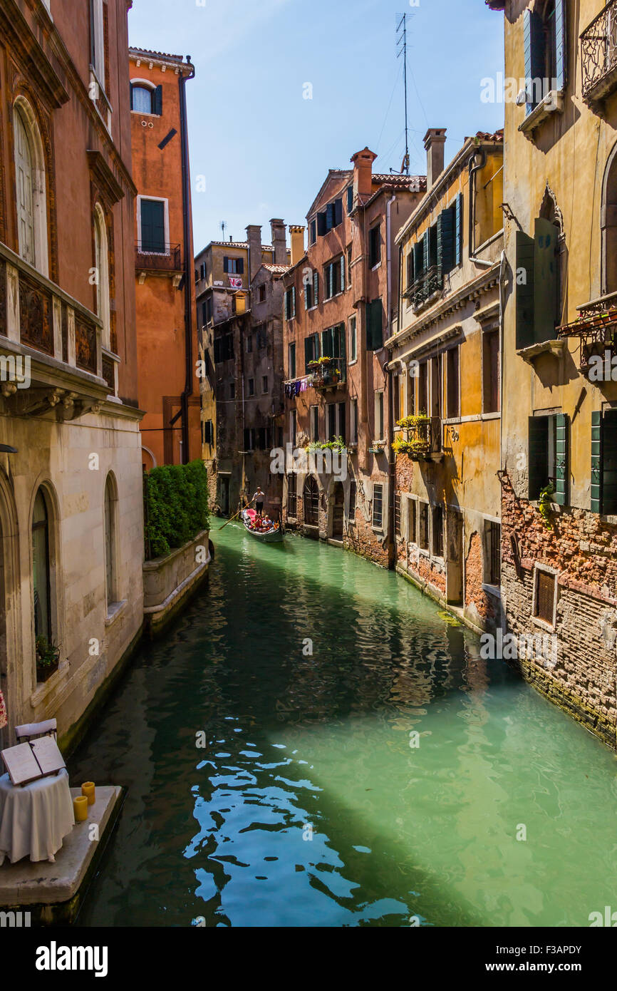 Venedig-Stadtbild, Wasserkanäle und traditionellen Gebäuden. Italien, Europa. Stockfoto