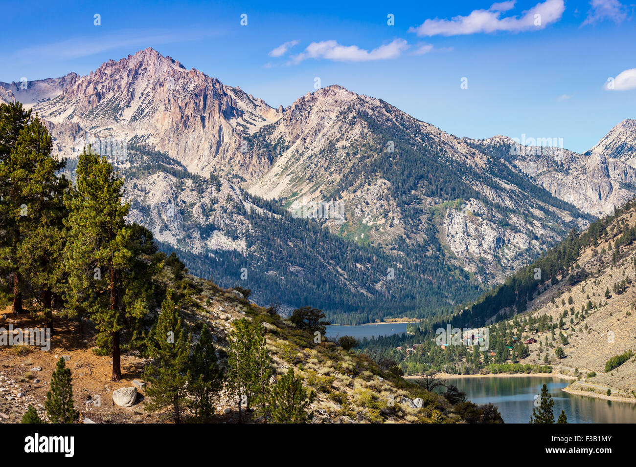 Blick auf Twin Lakes, Bridgeport, Kalifornien vom Sommer Wiesen trail Stockfoto