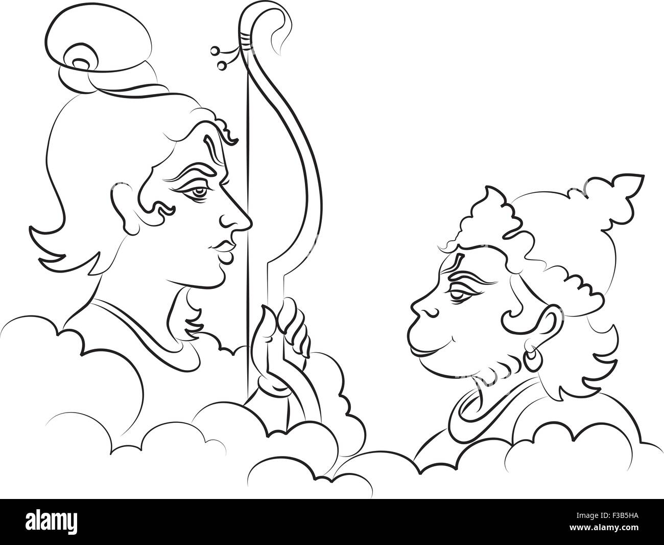 Lord Rama mit Hanuman Ape (Monkey) Gott Vektorgrafiken Stock Vektor