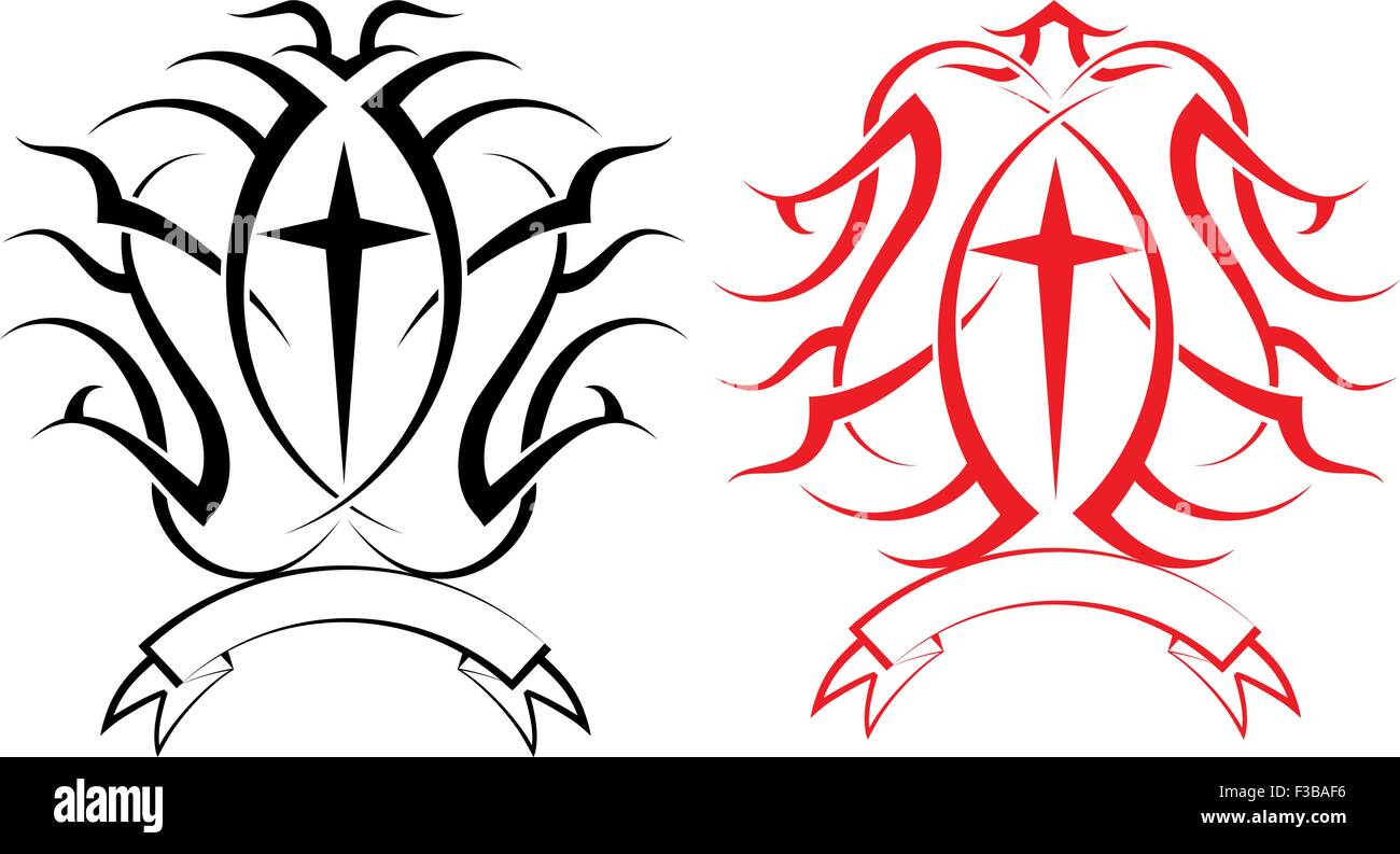 Tattoo-Christian Cross-Vektorgrafiken Stock Vektor