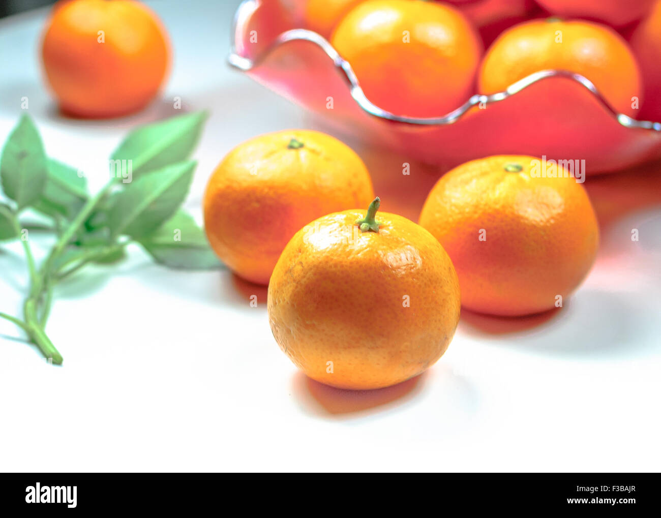 Orangen auf dem weißen Hintergrund Stockfoto