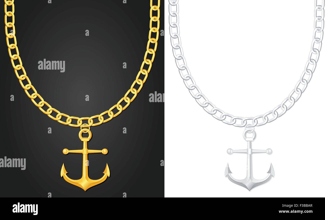 Halskette mit Anker. Vektor-Illustration. Stock Vektor