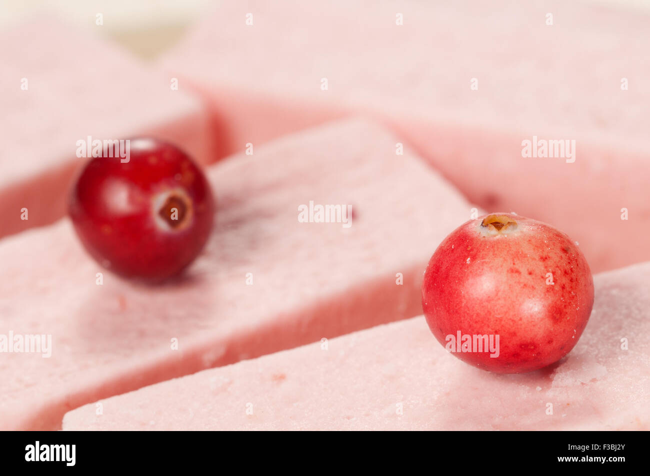 Pastille mit Cranberry, Nahaufnahme Schuss, lokalem Fokus Stockfoto