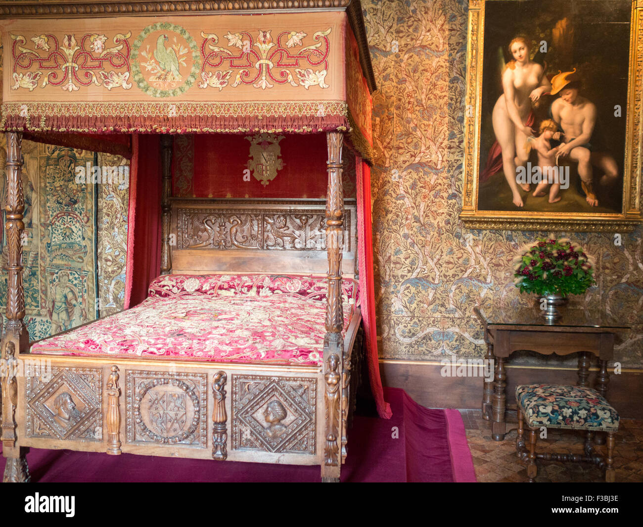Schlafzimmer im Chateau de Chenonceau Stockfoto