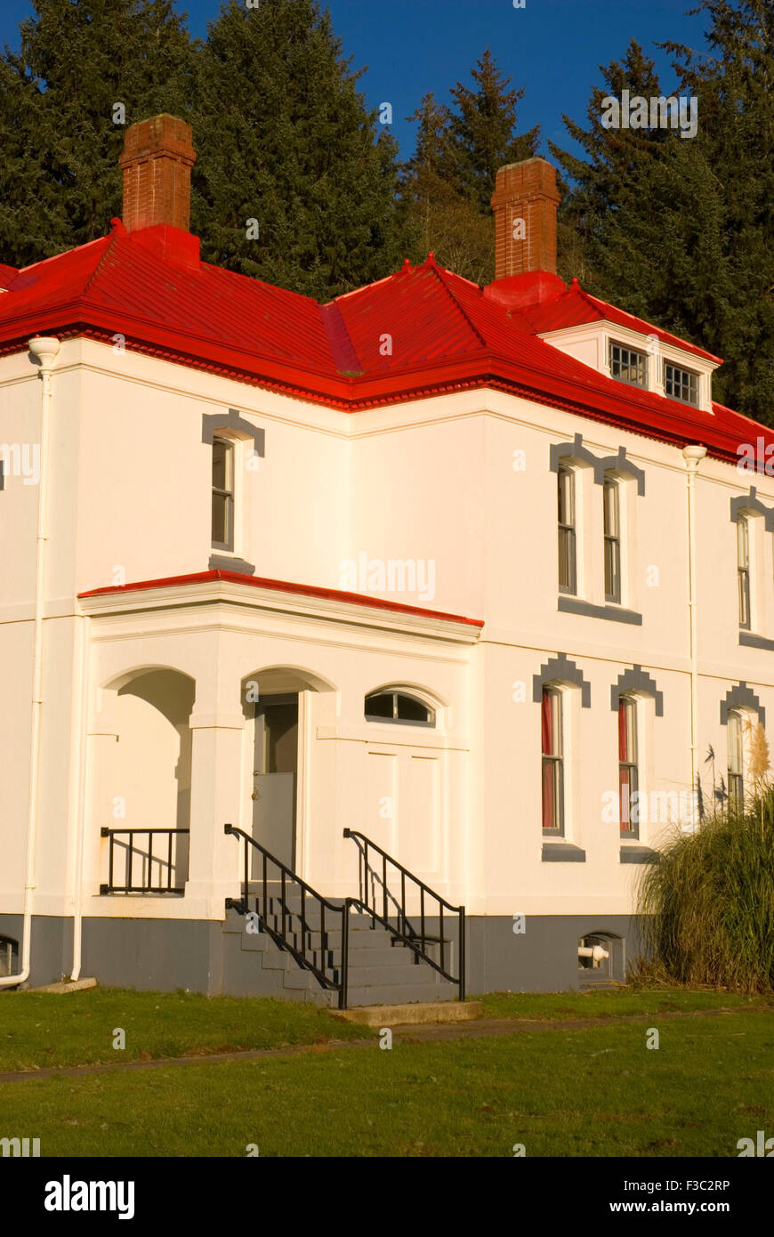 North Head Lighthouse Keepers Wohnungen; Cape Enttäuschung State Park; Lewis & Clark National Historic Park; Washington Stockfoto
