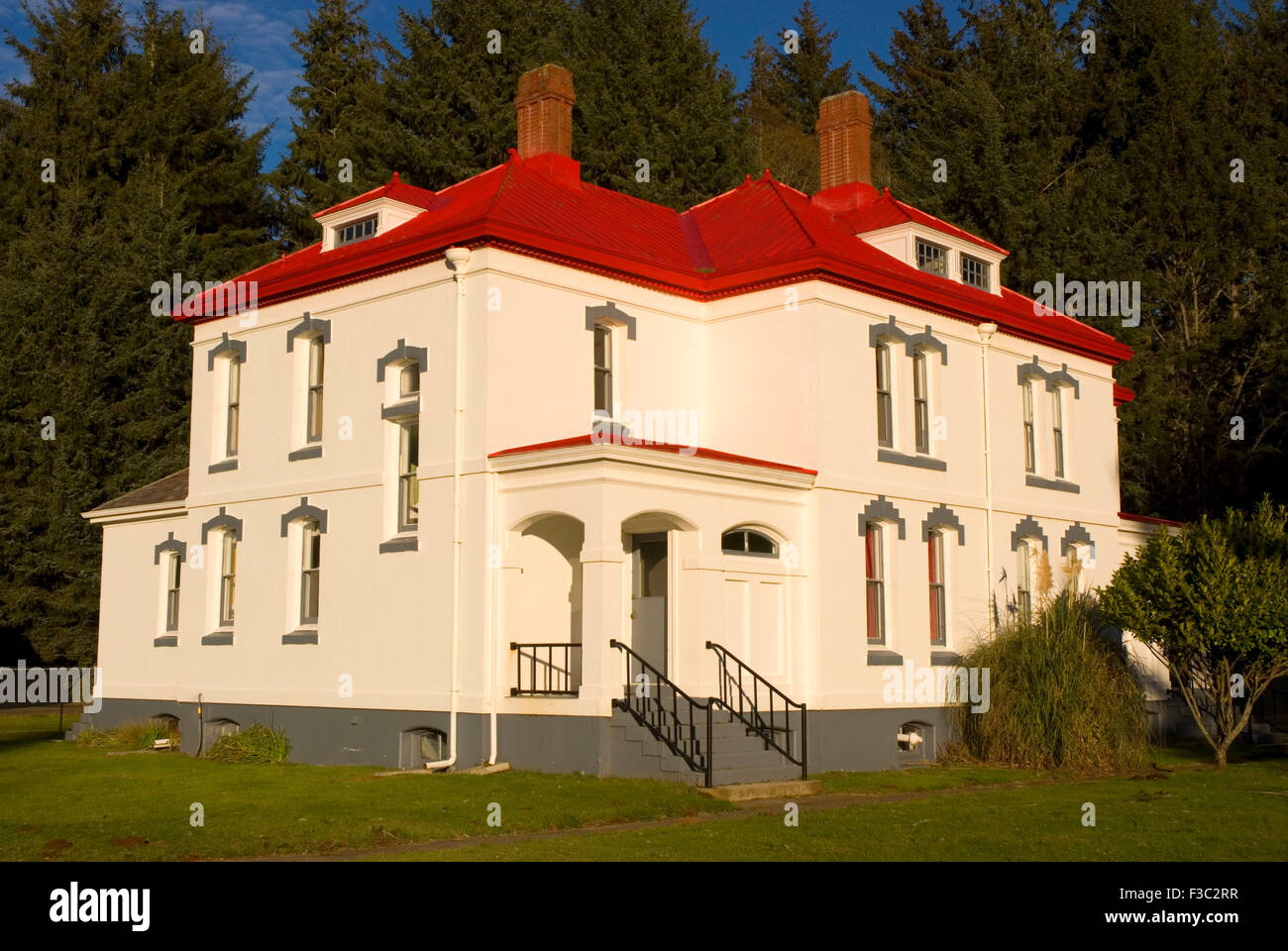 North Head Lighthouse Keepers Wohnungen, Cape Enttäuschung State Park, Lewis & Clark National Historic Park, Washington Stockfoto
