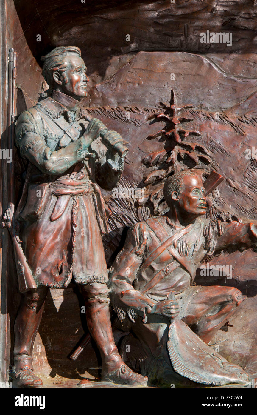 Clark Denkmal (von Lewis und Clark) am McKenzie Kopf, Cape Enttäuschung State Park, Lewis und Clark National Historical Park, Stockfoto