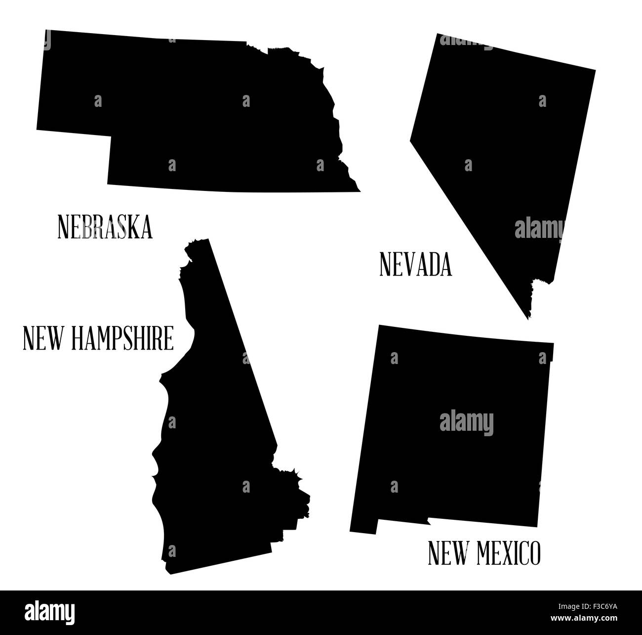 Silhouette Karte aus einer Auswahl von den Staaten von Amerika Stockfoto