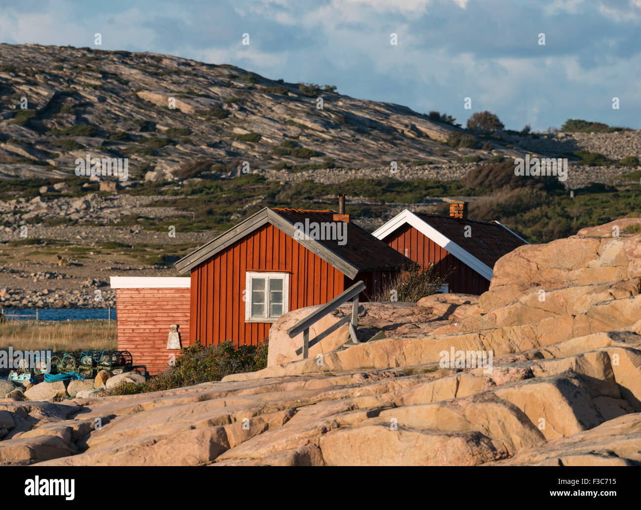 Fischerhütten an der schwedischen Westküste Stockfoto