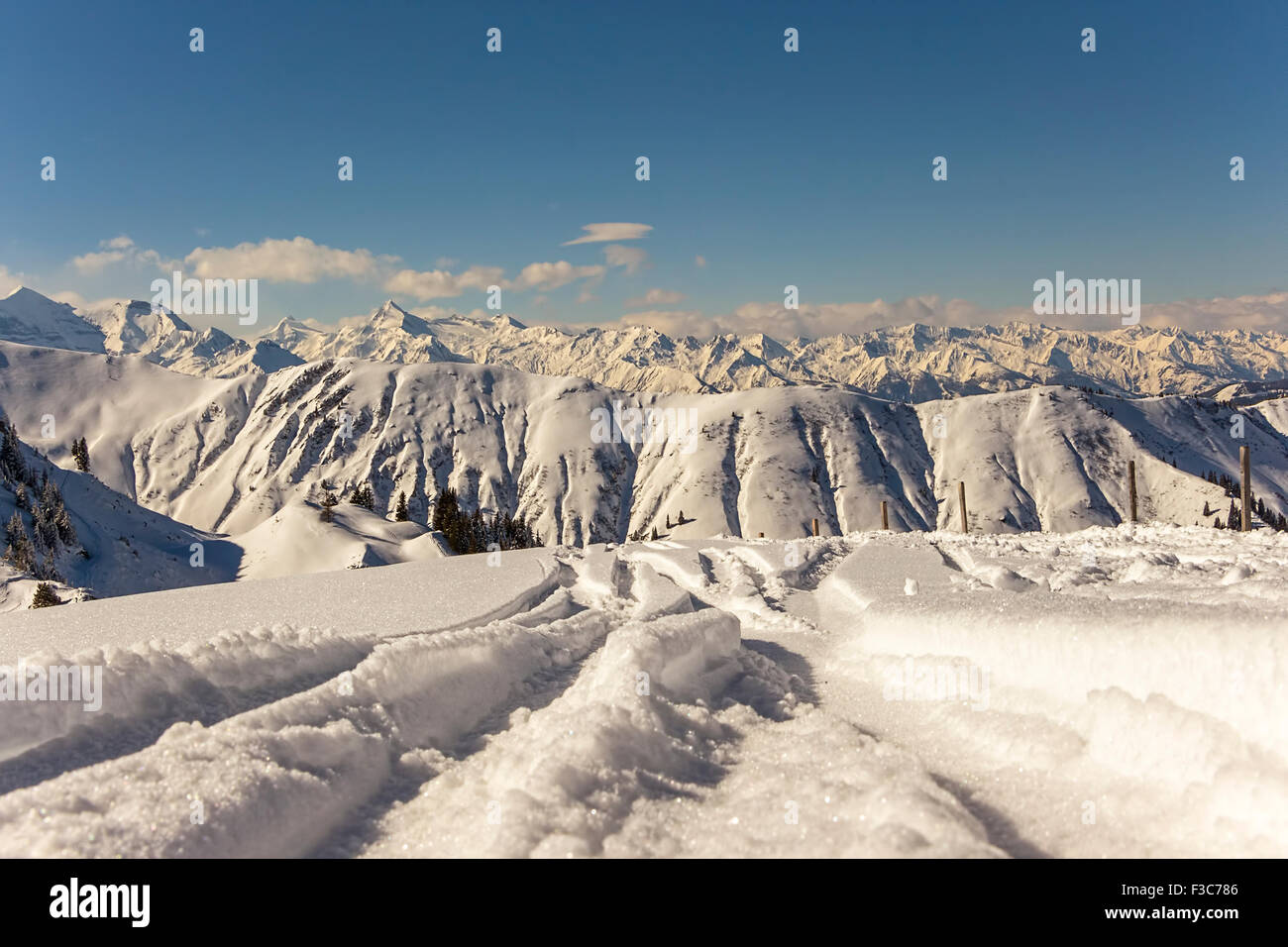 Alpine Landschaft im Winter. Konzept der saubere und unberührte Natur. Stockfoto