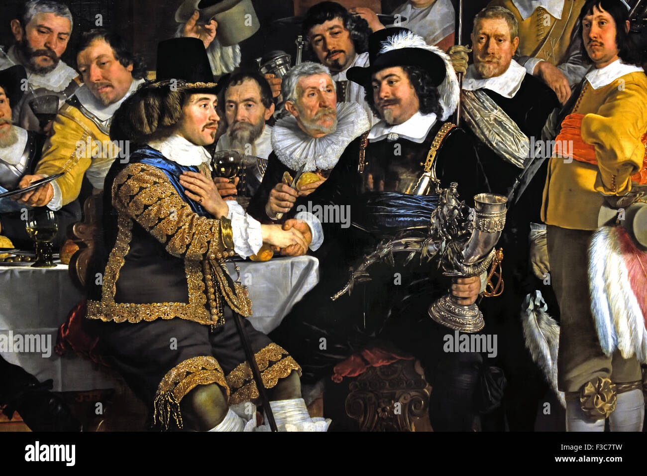 Bankett in der Crossbowmen's Guild in Celebration of the Treaty of Munster 1648 Bartholomeus van der Helst 1613 - Amsterdam 1670 Niederländisch Niederlande ( Detail ) Achtzig Jahre Krieg, Spanisch, Niederländisch, Niederlande, Stockfoto