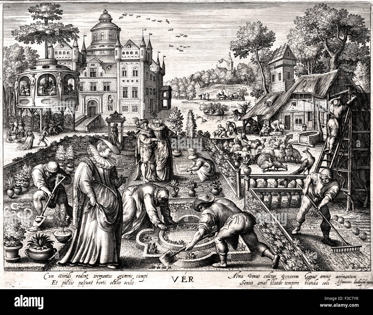 Frühling 1600 Nicolaes de Bruyn 1571-1656 nach Maerthen de Vos 1532-1603 holländischen Niederlanden Gravur Stockfoto