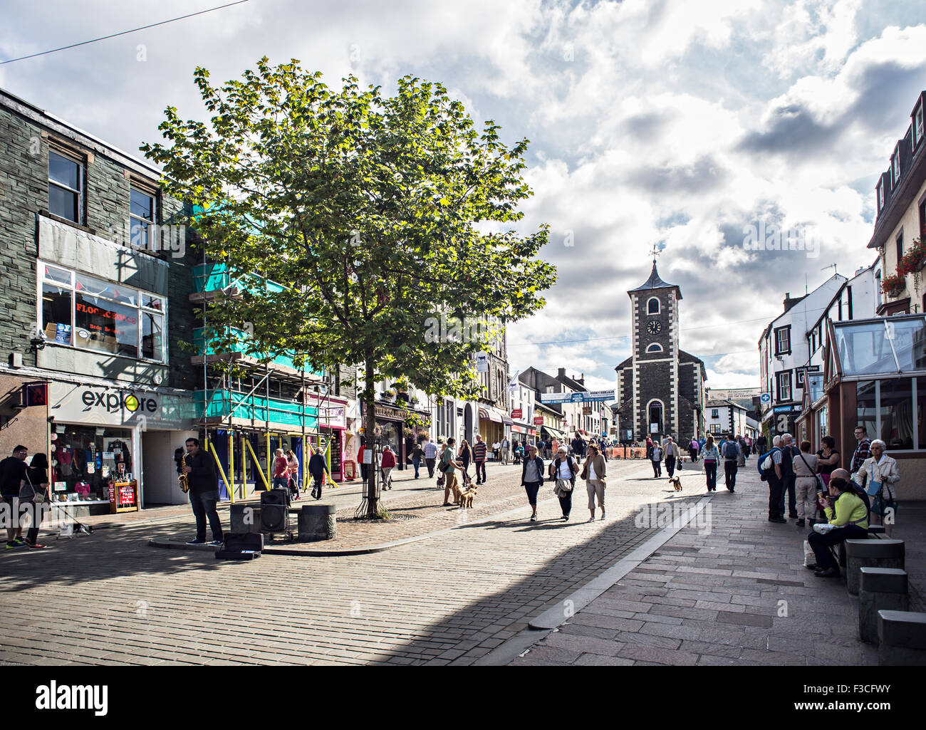 Keswick Hauptstraße und Rathaus Stockfoto