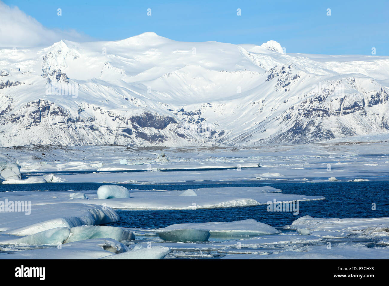 Gletscherlagune Jökulsárlón, Island im Winter Stockfoto