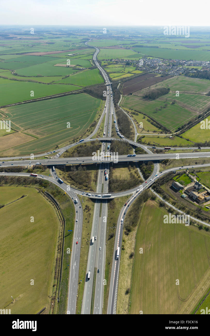 Luftaufnahme von A1 (M)-M18 Kreuzung, Wadworth, Doncaster Stockfoto