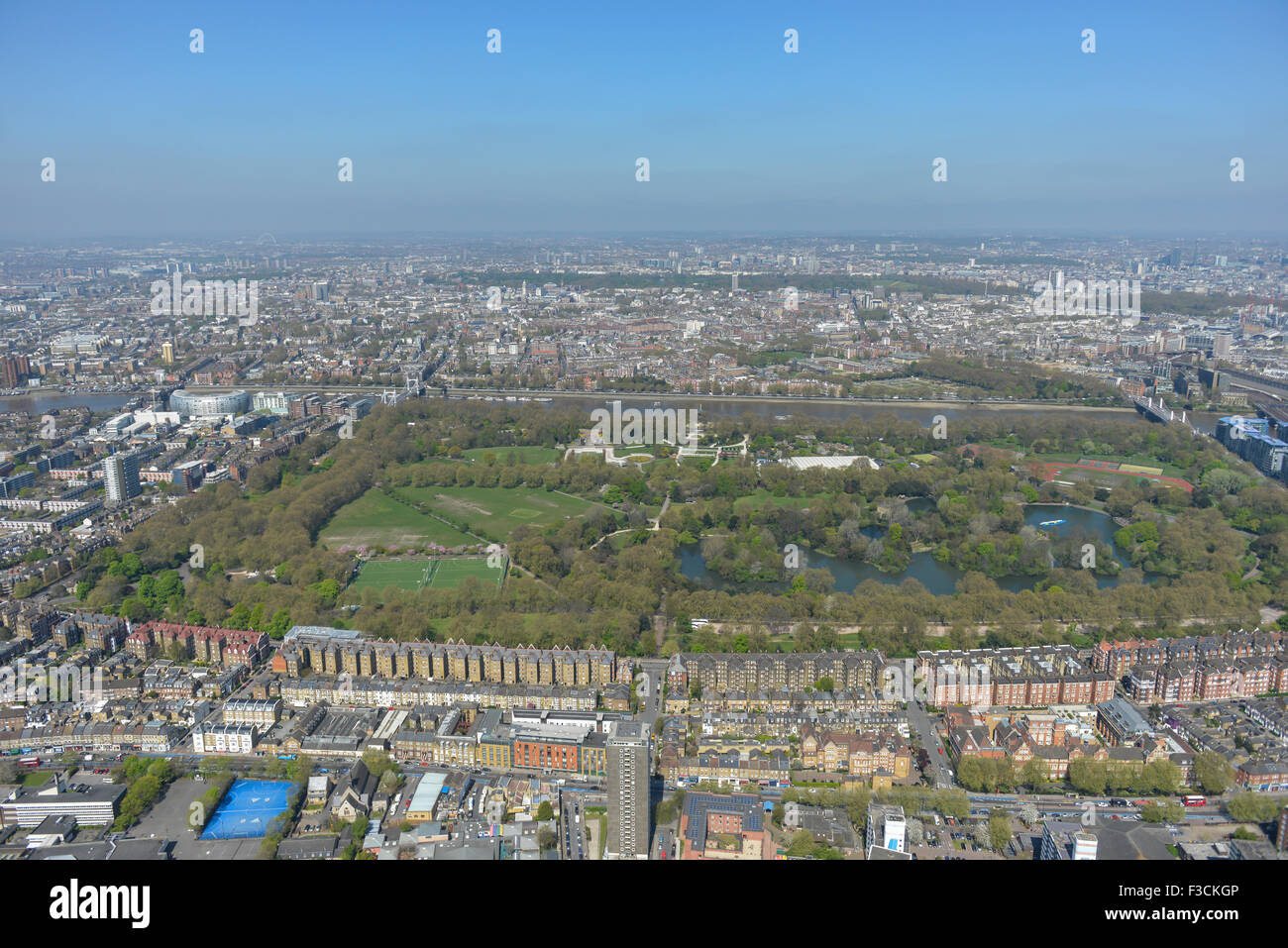 Luftbild der Battersea Park, London Stockfoto