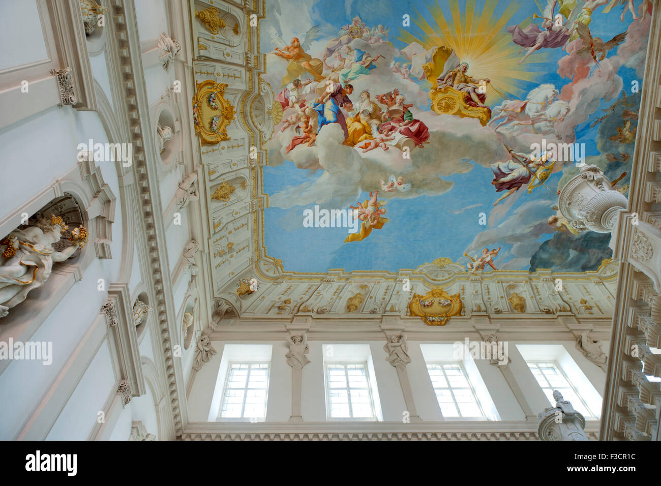 Österreich, Niederösterreich, Krems, Stift Göttweig sterben Kaiserstiege Erhebt Sich Über Drei Geschoße Und Wurde 1739 von Paul Tro Stockfoto